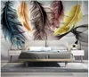 Custom Photo Wallpaper For Walls 3D mural wallpapers Small fresh hand drawn feather living room mural sofa background wall painting decor