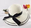 Moda - 2018 Nowa Moda Damska Ochrona Outdoor Protection Sun Summer Beach Cap Bowknot Sun Słomkowy Kapelusz Szeroki Hermimed