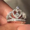 Recién llegado, anillo de dedo con diamantes de imitación y corona para mujer, anillo de corona de cristal ostentoso, accesorios de joyería de moda