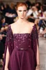 Élégant Georges Hobeika Grape Robes Soirée Avec Cape Sheer Jewel Neck Perlé A-ligne Robes De Soirée Balayage Train 3D Appliques Robe Formelle 4