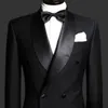Costumes pour hommes noir marié mariage Tuxedos châle revers Slim Fit marié vêtements de cérémonie meilleurs hommes costume pour les mariages veste et pantalon
