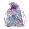100 szt. Białe niebieskie różowe fioletowe kolory Coral organza biżuteria torebki w torbie 4 rozmiary torby sznurkowe organza prezent cukier