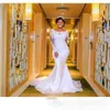 Long Sleeves Newest 2019 Mermaid Dresses Lace Applique Beaded Chapel Train Scoop Neck Plus Size Arabic Wedding Bridal Gown