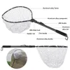 Gaining Telescopic Fishing Net Landing Net of Aluminum Alloy Frame Small Rubber Mesh Magnetic Clip Lanyard Fly Fishing Net