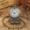 Vintage Pocket Watches Retro Bronze Royal Flush Quartz Pendant Fob Pocket Watch With Necklace Chain Gift Clock for Men Women