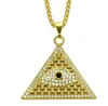 Gold Illuminati Eye Of Horus Egyptian Pyramid With 23.6 Inch Chain For Men/Women Pendant Necklace Hip Hop Jewelry Free shipping WL897
