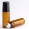 5ml Amber Steel Metal Roller ball Roll On Perfume Glass Bottles Essential Oil Bottle