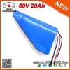 1800W 60V Lithium ion Battery Triangle shap 60V 20Ah Built in 3.7V 2500 mAh 18650 cell 30A BMS with 2A Charger FREE SHIPPING