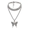 Ретро стиль многослойный с полным горный хрусталь бабочка - в форме подвеска подвеска ожерелье широко цепи мода ювелирные изделия