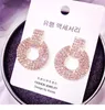한국어 버전 S925 스털링 실버 바늘 지르콘 술 귀걸이 알레르기 진주 귀걸이 큰 원 다이아몬드 귀걸이