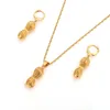 18 K Solid Gold Gold GF Dubai India Peanut Vintage Dangle أقراط Netclace Netlace Mets Women Girls Party Jewellery4596565