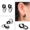 Punk dual ringar öron hoop korea stil titan stål öron clip anti allergi unisex öra smycken