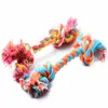 Pets dog Cotton Chews Knot Toys colorful Durable Braided Bone Rope 18CM Funny dog cat Toys ST106