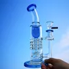 Cachimbas únicas Torus Heady Glass Bongs Green Blue Oil Dab Rigs Trinquete Barril Perc Tuberías de agua Cabezal de ducha invertido Percolador con tazón