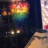 Большой кристалл огненный цветок современная лестница люстра 100% ручной вручную стеклянный ресторан света крытый освещение радуга цветные светодиодные люстры роскошные люстры для бара