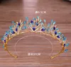 Blue Crystal Crown Headband Bride Wedding Headwear Urodziny Prezent Crown