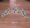 Blue Crystal Crown Headband Bride Bröllop Headwear Födelsedag Crown Gift