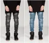 Męskie dżinsy Stretch Cargo Denim Black Biker Jeans Mężczyźni Kobiety z plisowanym Skinny Hi-Q Klasyczne spodnie męskie