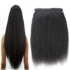 Factory Wholesale Kinky Straight Clips In Brazilian Human Hair Extensions 8pcs/Set Coarse Yaki Clips Ins Hair Extensions Remy 18" 20" 22" 24