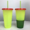 細いタンブラーのプラスチック温度の色の変更カップカラフルな冷たい水のコーヒーカップビールのマグカップの水のボトルがわら5色ZZA845