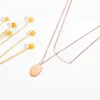 free shipping n1636 rose gold stainless steel women necklace Oval tag pendant charming jewelry bling 18'' collarbone chain necklace