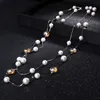 All'ingrosso-designer di lusso in stile classico scintillante di cristallo elegante perla multistrato lunga collana di dichiarazione maglione per donna