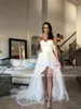 Modesta blanca Alto Bajo playa vestidos de novia 2019 sweetheart país faldas de tul largo delantero corto barato un vestido de novia moderna línea de la espalda