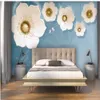 3d murales Wallpaper per salotto moderno minimalista blu fiori gioielli 3D Wallpapers TV a muro di fondo