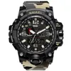 SMAEL Brand Men Dual Time Camouflage Military Digital Watch LED Wristwatch 50M Waterproof 1545BMen Clock Sport Watches278Z