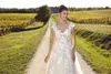2019 Scoop cou dentelle une ligne robes de mariée Tulle dentelle Applique dos nu balayage Train robes de mariée de mariage avec Cap306O