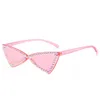 Top Product Custom Trendy Women Shiny Diamond Cateye Sunglasses Designer Rhinestone Lady Shades Sun Glasses 6 Colors