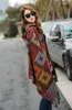 Mode-shion frange ethnique géométrique femmes chauve-souris Cape Poncho haut en tricot Cardigan pull manteau hanche écharpe châle livraison gratuite