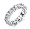 Eternity Order Ring 925 Стерлинговое серебро Изумрудное сокращение 5A CZ Обручальные обручальные кольца для женских свадебных ювелирных изделий 3025802