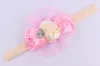 Fashion Baby lace rose flower rhinestone headband Toddler Girl elastic Ribbon Haidband Hair accessory Photo props 10 colors