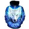 Mężczyźni Bluzy Bluzy 3D Wilk Drukowane Kapturem Mężczyźni Kobiety Czarna Streetwear Plus Size Odzieży Wierzchniej Hip Hop Hoodie Para Tórka