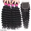Brazilian Human Hair Bundles with Closure 4X4 Lace Closure or 13X4 Lace Frontal Kinky Curly Deep Wave Loose Straight Body Wave Virgin Human Hair