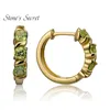 Fashion-Peridot 18k Yellow Gold Over Sterling Silver Hoop Earrings Genuine Gemstones Jewelry