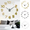 3d duży numer lustro zegar ścienny duży nowoczesny design 3D tło ścienny DIY domowy salon pokój biura sztuka
