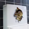 Joli autocollant mural de toilette en PVC pour chat