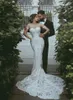 2022 Белое кружево русалки больших размеров, пляжные свадебные платья, милая, с заниженной талией, сексуальные свадебные платья Berta235O
