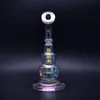 Bong en verre de conception de gâteau de 9 pouces couleur métallique conduite d'eau en verre teinté dab rigs nouveau recycleur de cadeau à vendre