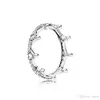 패션 925 스털링 실버 크라운 링 Pandora CZ 다이아몬드 여성 결혼 반지를위한 원래 상자 세트