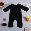 De boa qualidade Bebê menino moda longo manga jumpsuits v colar padrão bowknot macacão bebê meninos design roupas infantil crianças roupas suaves