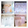 2 layers Colorful wedding backdrop curtains with led lights event party arches decoration wedding stage background silk drape decor 3M X 3M