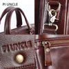 PiUncle Lederen Vintage Aktentas Messenger Bags 14 inch Laptop Grote Capaciteit Schoudertas Grote Handtas Zachte Lether