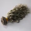 Colore grigio onda profonda capelli umani brasiliani ricci 300g 7A estensione di fasci di trama di capelli grigi ricci brasiliani