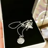 925 Sterling Silver Signature Pendant Necklace Original Box for Pandora CZ Diamond Disc Chain Necklace for Women Men