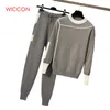 2019 Women Knitted Sweaters Pants 2pcs Track Suits Women Casual Knitted Trousers+Jumper Tops Clothing Sets Vestidos Female Wear