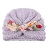 New Bebés Meninas Gorro bonito Florals bowknot crianças Headwear Crianças Crianças de malha Gorros Crânio Caps Chapéus Crianças Chapéus 8 cores