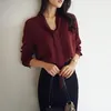 Zebery Tie Collarシンプルなビジネススタイルのブラウスシャツ長袖の女性の高品質のシャツマイクロファイバートップスオフィスの服女性